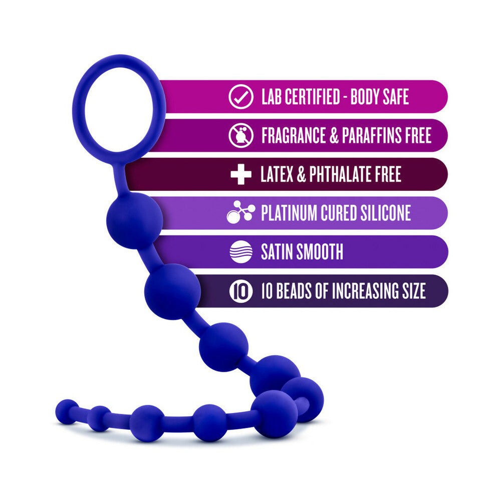 Blush Luxe Silicone 10 Beads for Anal Play Indigo - Fantasies Boutique