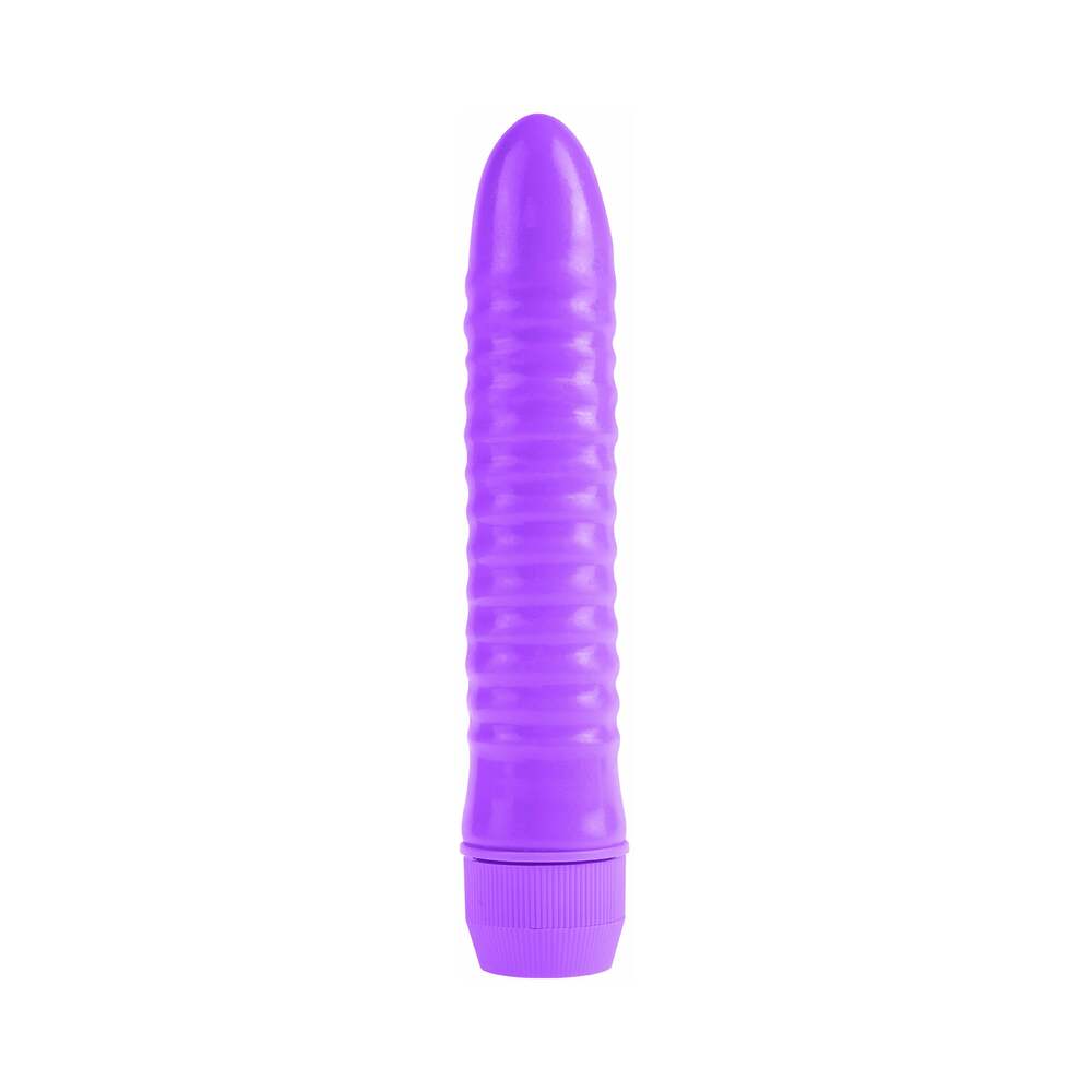 Pipedream Neon Ribbed Rocket Waterproof Slimline Vibrator Purple - Fantasies Boutique