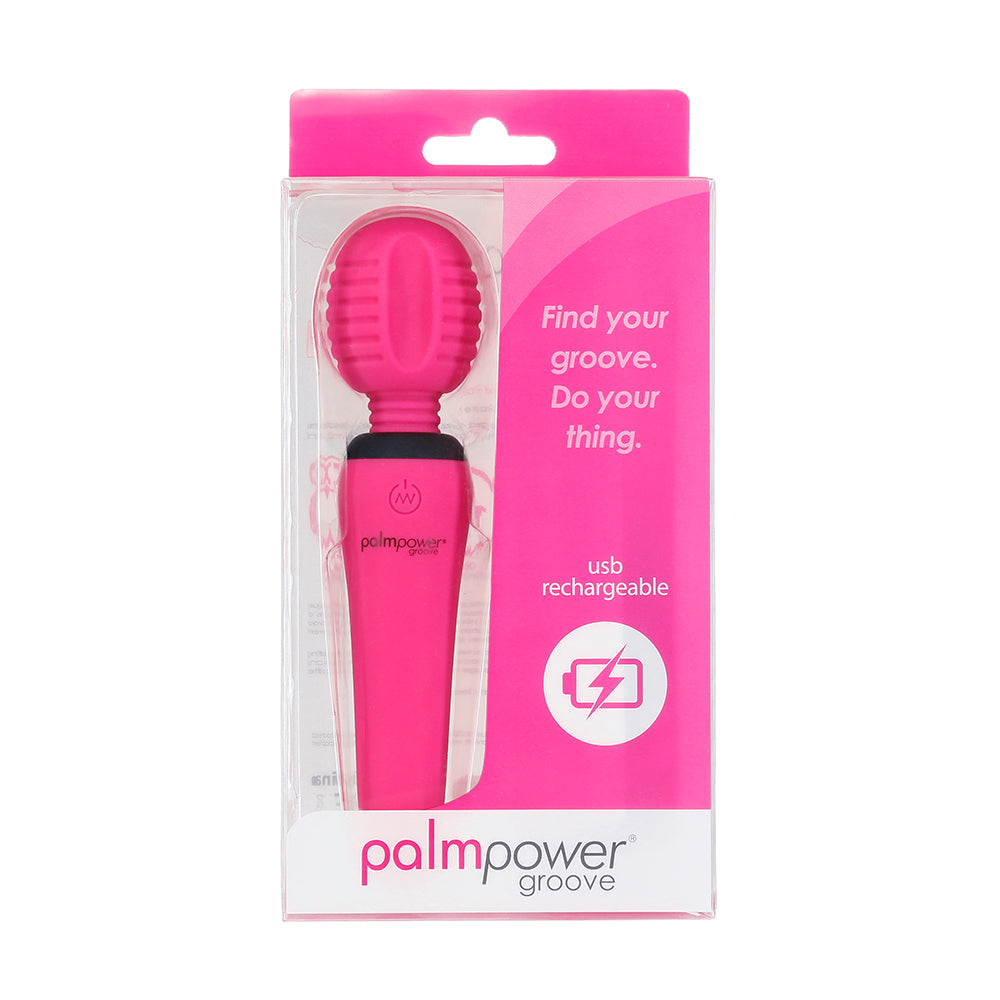PalmPower Groove Rechargeable Silicone Mini Wand Massager Fuchsia - Fantasies Boutique