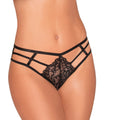 Dreamgirl Strappy Cheeky Panty with Center Front Lace Detail Black XL Hanging - Fantasies Boutique