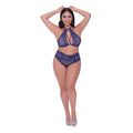 Magic Silk Berrylicious Halter & Lace Up Panty Set Blueberry Queen Size - Fantasies Boutique