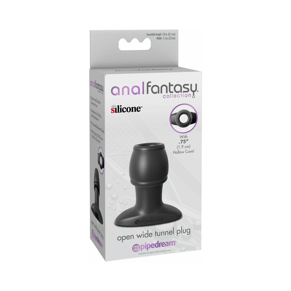 Pipedream Anal Fantasy Collection Silicone Open Wide Tunnel Plug Black - Fantasies Boutique