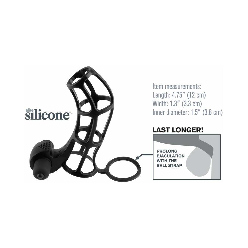 Fantasy X-tensions Vibrating Deluxe Silicone Power Cage Black - Fantasies Boutique