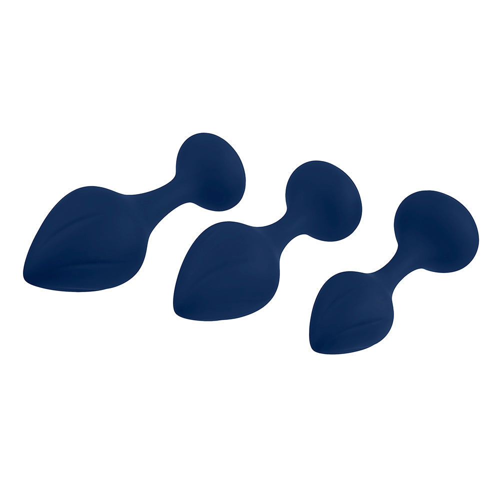 Playboy Tail Trainer 3-Piece Silicone Anal Plug Training Kit Navy - Fantasies Boutique