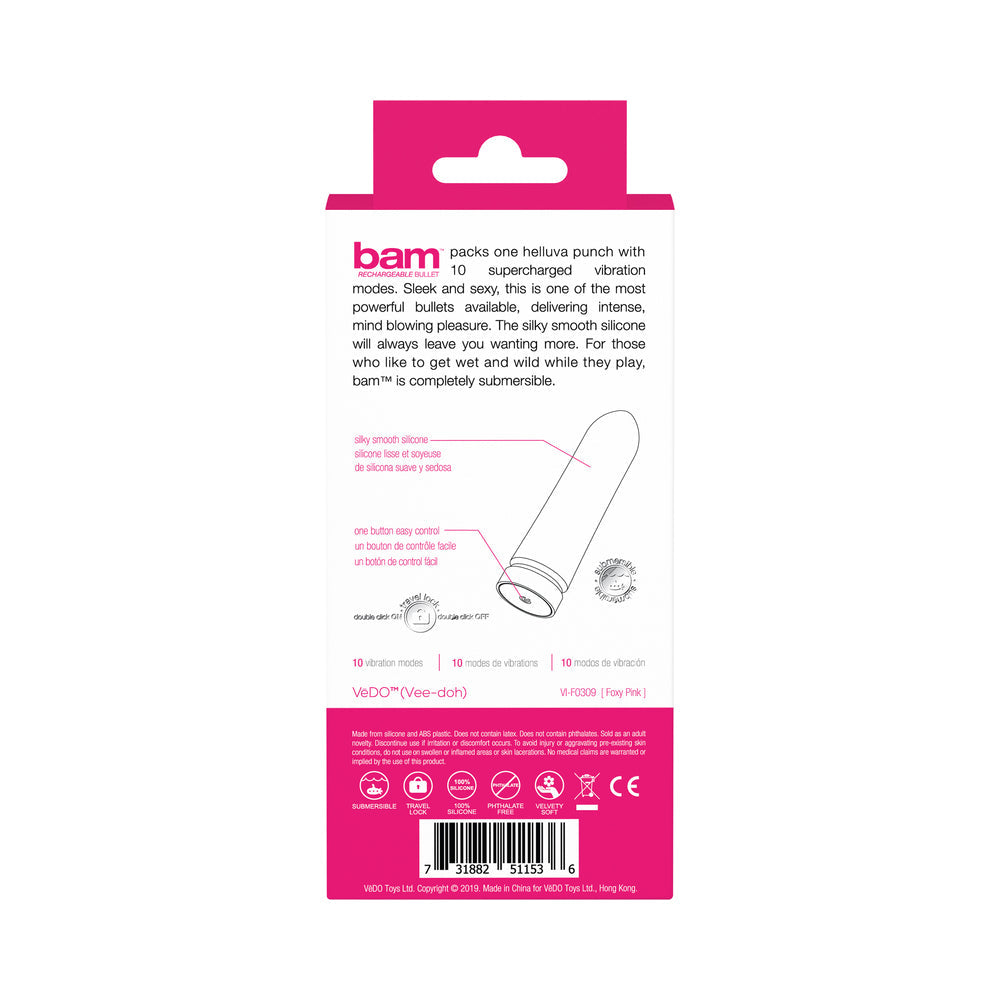 VeDO Bam Rechargeable Bullet - Foxy Pink - Fantasies Boutique