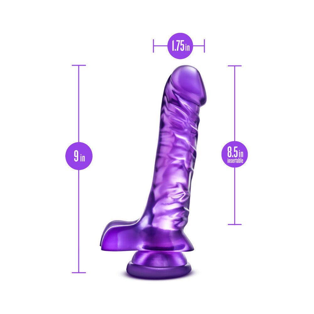 B Yours Basic 8 Realistic 9 in. Dildo with Balls Purple - Fantasies Boutique