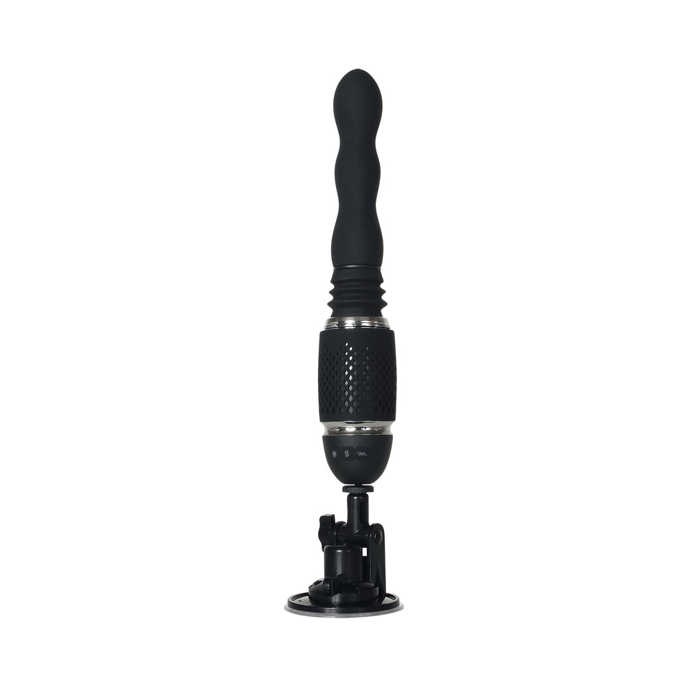 Evolved Thrust & Go Thrusting Vibrator With 2 Shafts and Suction Cup Base Black - Fantasies Boutique