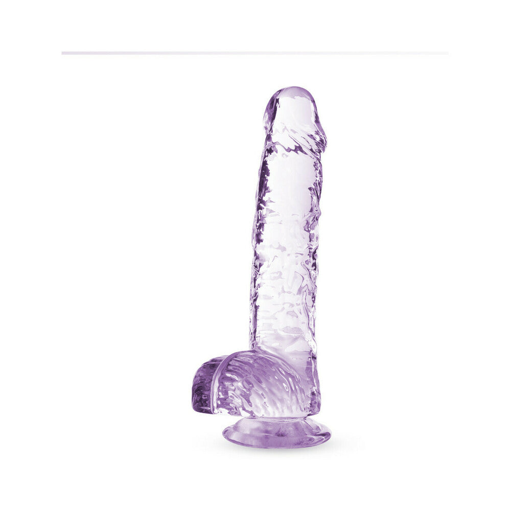 Naturally Yours Crystalline 6 in. Dildo with Balls Amethyst - Fantasies Boutique