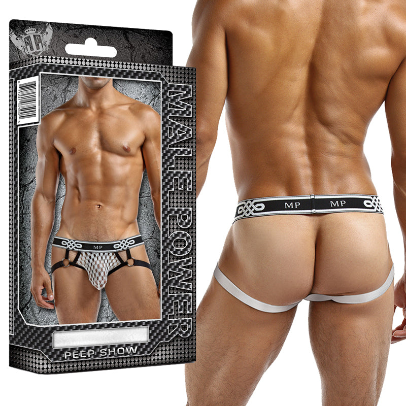 Male Power Peep Show Jock Ring Large Xtra-Large (White) - Fantasies Boutique