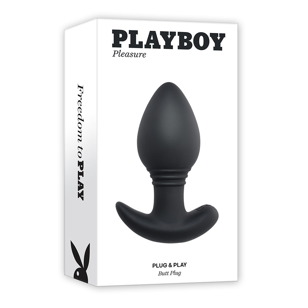Playboy Plug & Play Rechargeable Remote Controlled Vibrating Silicone Anal Plug Navy - Fantasies Boutique