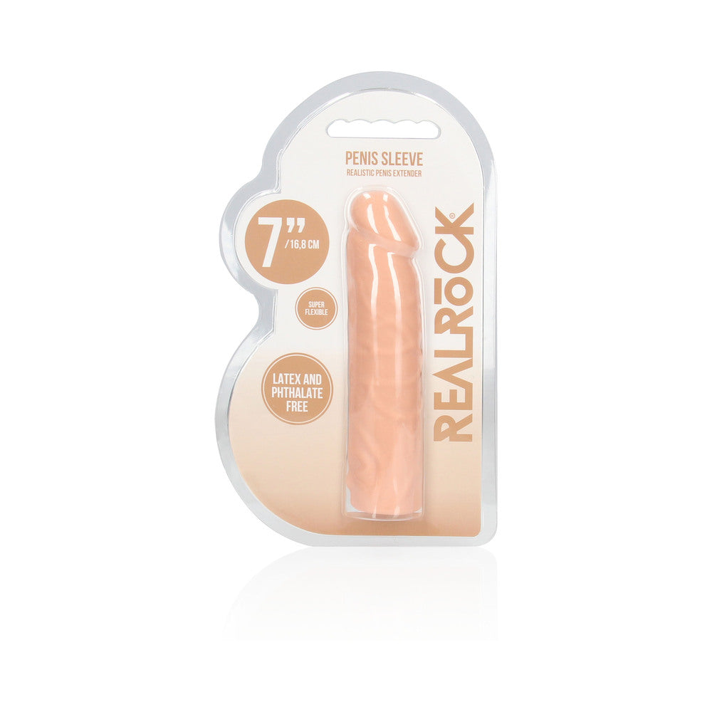 RealRock Realistic Veiny 7 in. Penis Sleeve Extender Beige - Fantasies Boutique