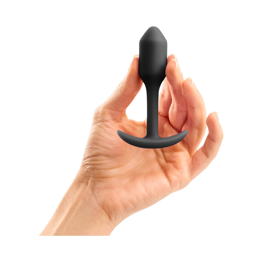 b-Vibe Snug Plug 1 Weighted Silicone Anal Plug Black - Fantasies Boutique