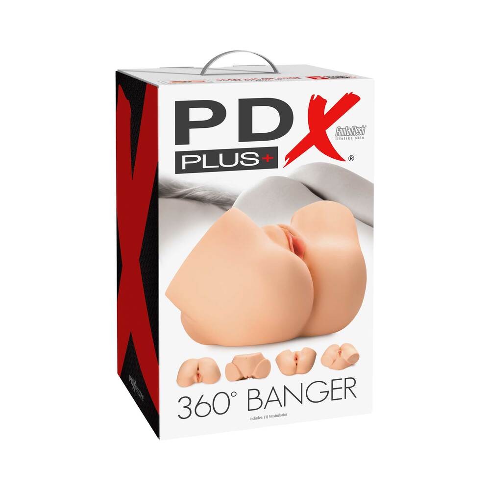 PDX Plus 360º Banger Dual Entry Masturbator Beige - Fantasies Boutique