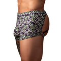 Male Power Gridlock'd Short with Strap Print S