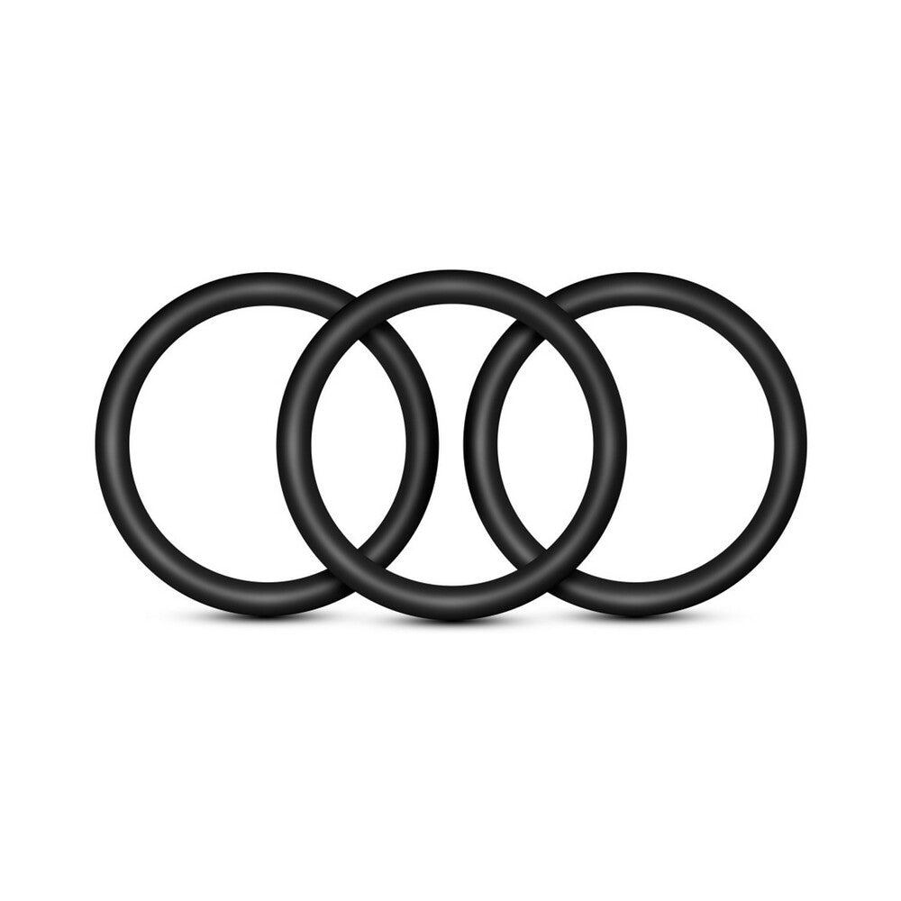 Blush Performance VS1 Pure Premium Silicone Cockrings 3-Pack Medium Black - Fantasies Boutique