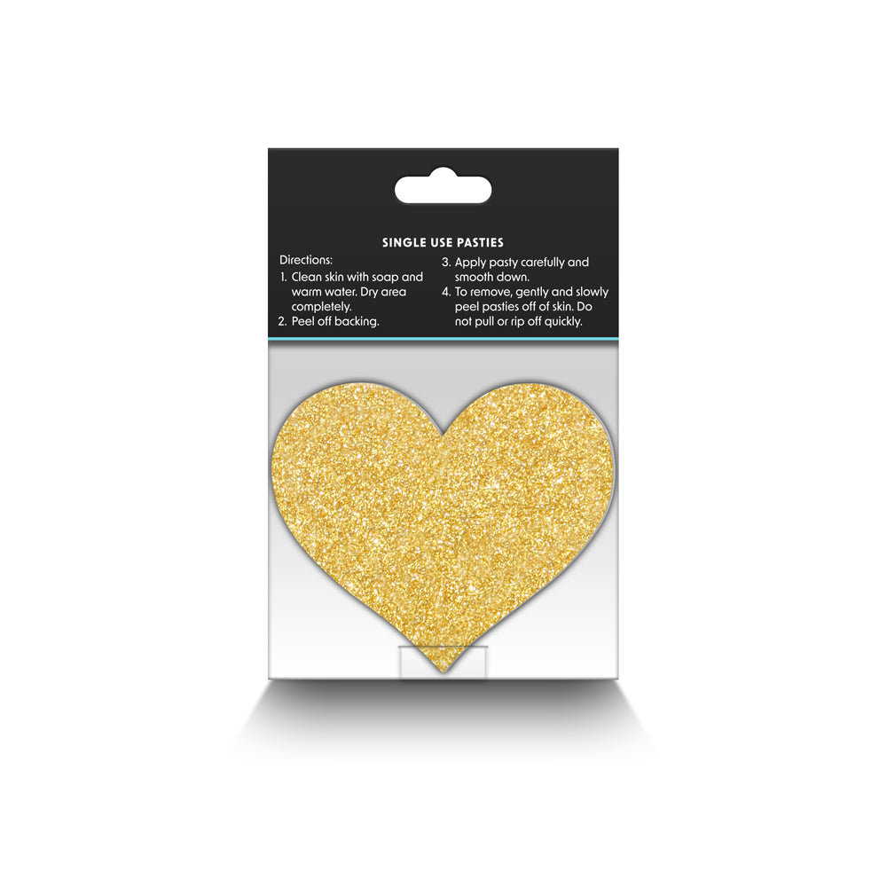 Pretty Pasties Glitter Hearts Black/Gold 2 Pair