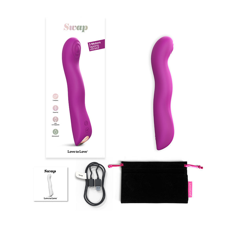 Love To Love Swap Rechargeable Triple Motor Tapping Silicone G-Spot Vibrator Sweet Orchid - Fantasies Boutique