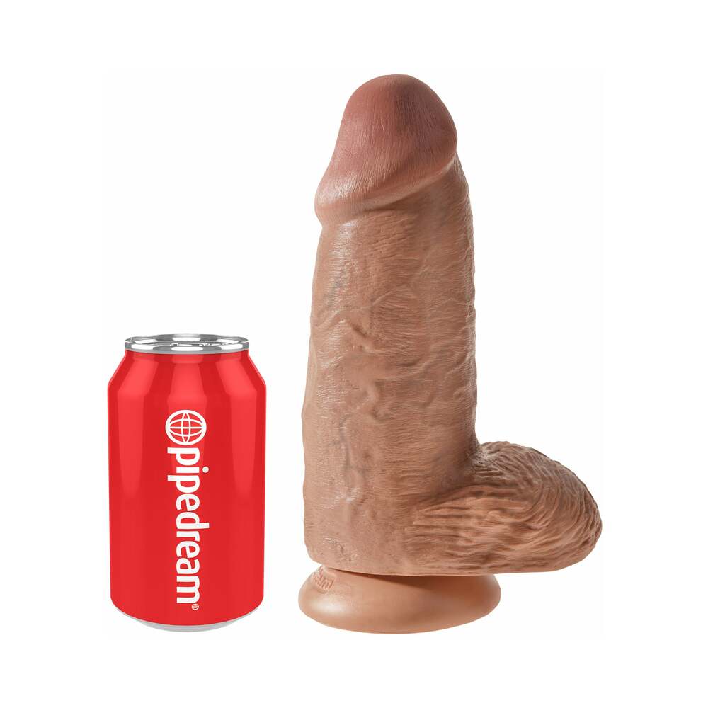 King Cock Chubby 9 in. Cock With Balls Realistic Suction Cup Dildo Tan - Fantasies Boutique