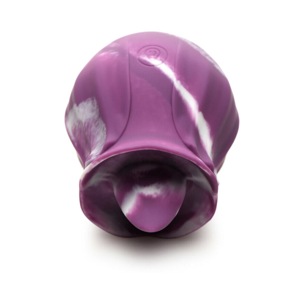 Curve Toys Gossip Cum Into Bloom Rechargeable Silicone Licking Rose Purple Twirl - Fantasies Boutique
