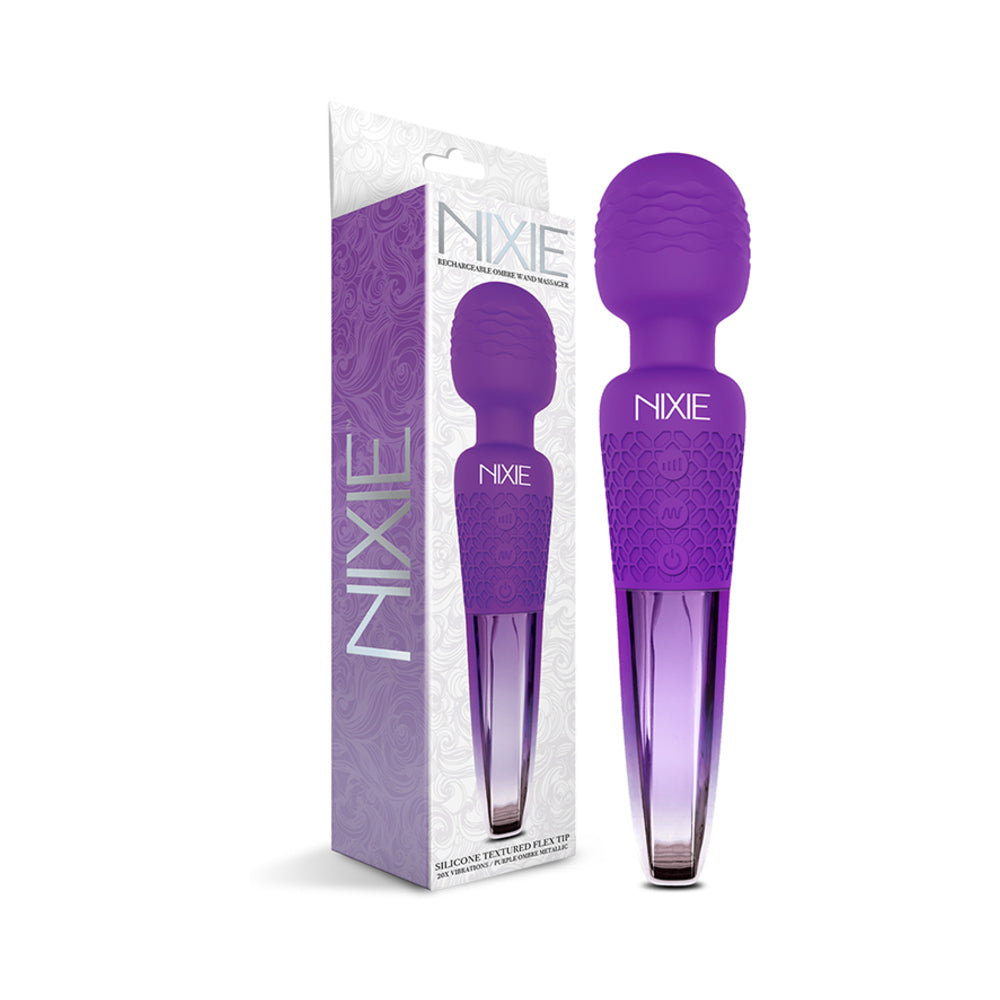 Nixie Rechargeable Wand Massager Purple Ombre Metallic - Fantasies Boutique