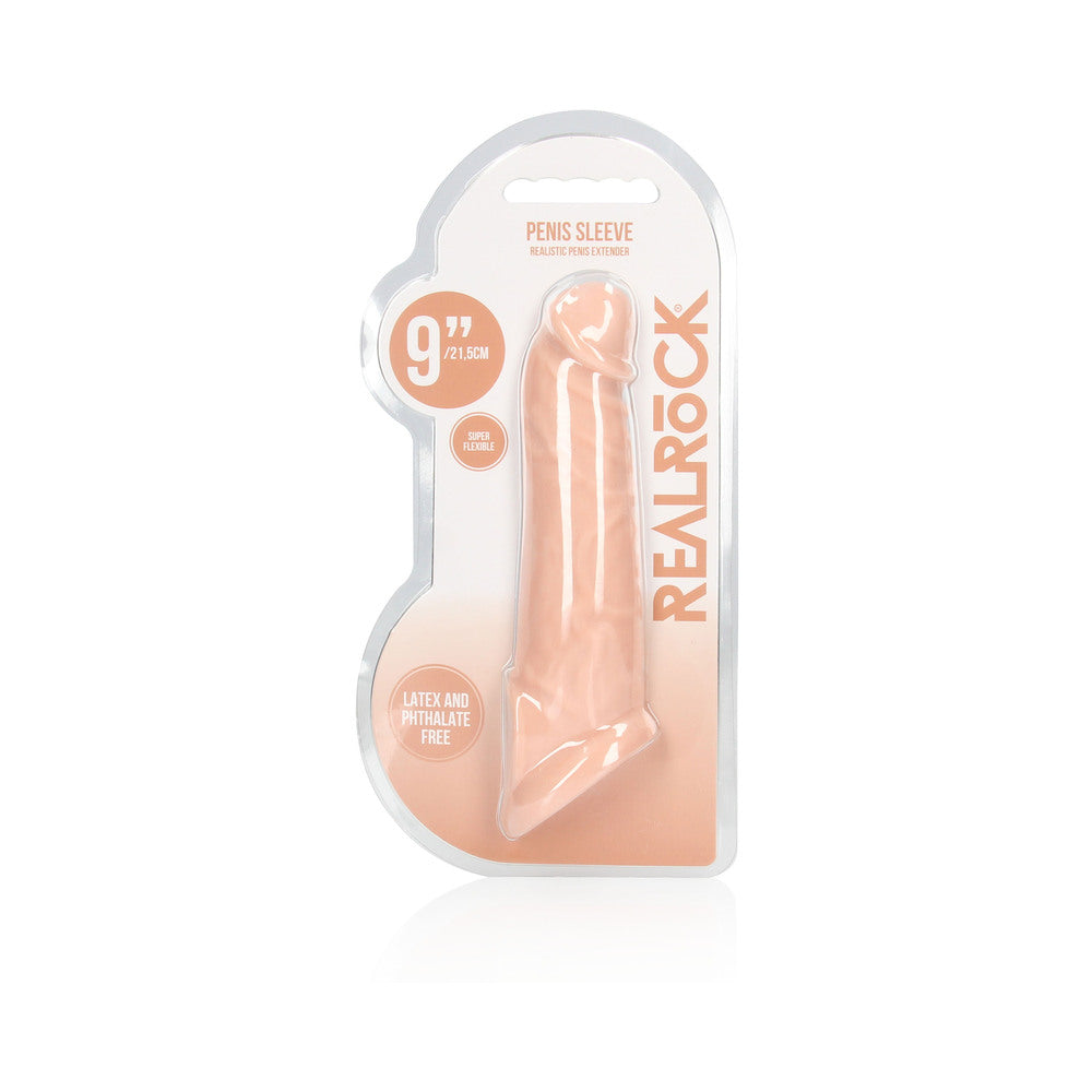 RealRock Realistic 9 in. Penis Sleeve Extender Sling Beige - Fantasies Boutique