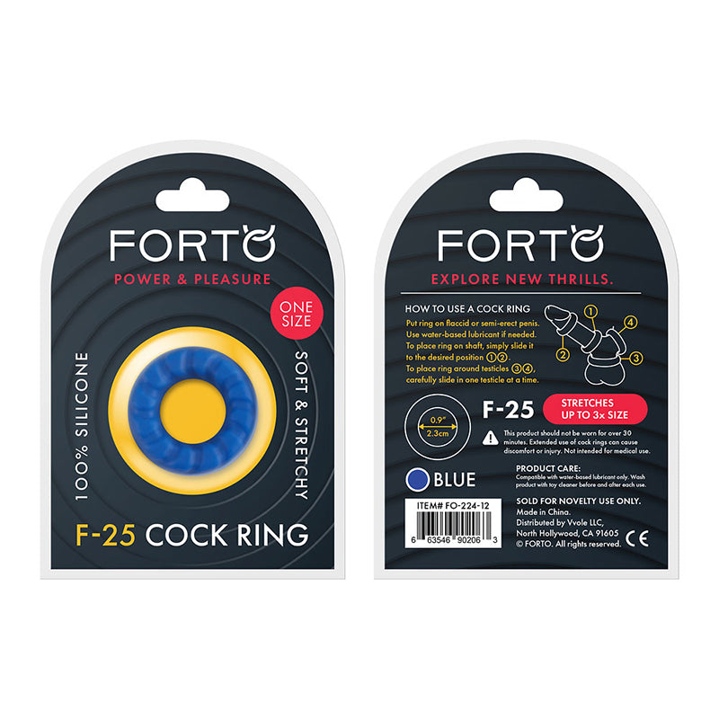 Forto F-25 Liquid Silicone Cockring 23mm Blue - Fantasies Boutique