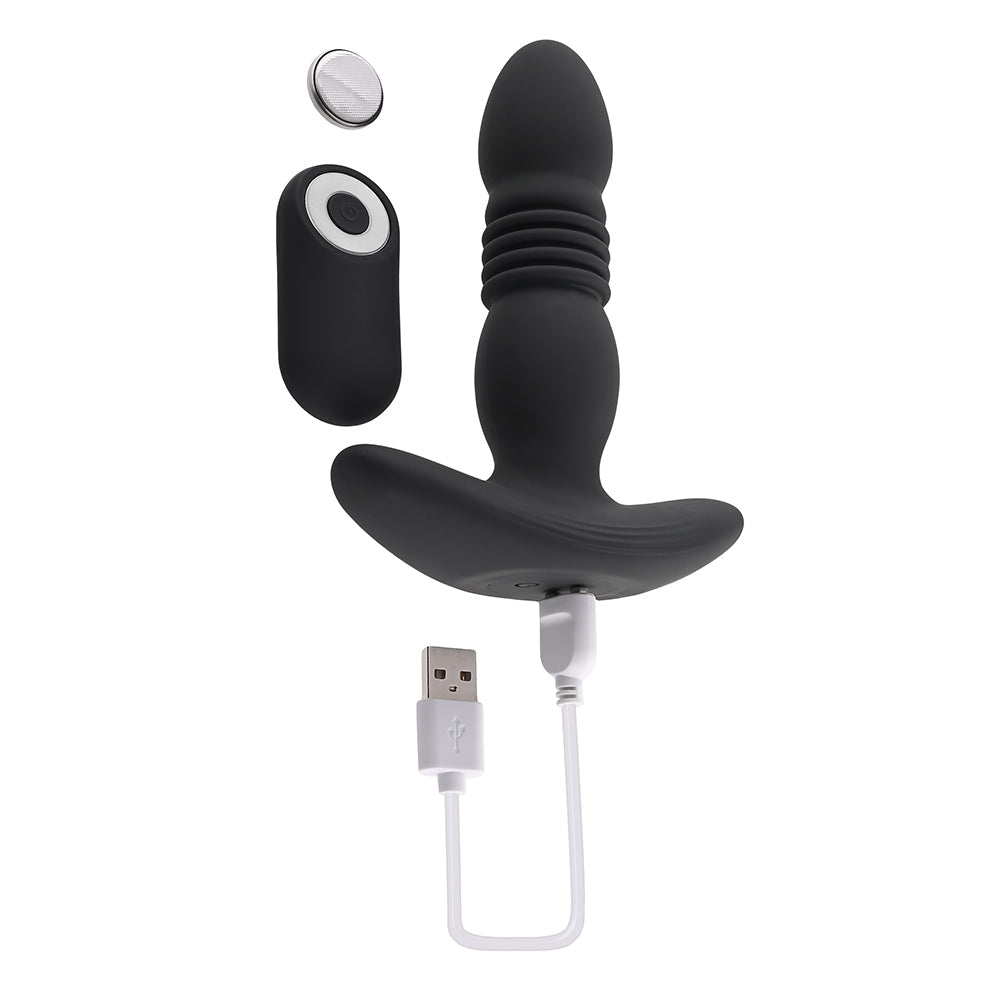 Playboy Trust The Thrust Thrusting Vibrating Anal Plug Black - Fantasies Boutique