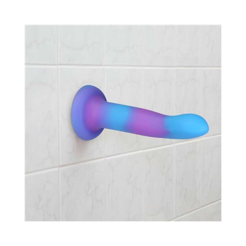 Addiction Rave Bendable 8 in. Silicone Dildo Glow in the Dark Blue Purple - Fantasies Boutique