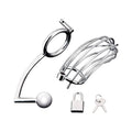 Blue Line Cock Cage with Anal Stimulator Silver