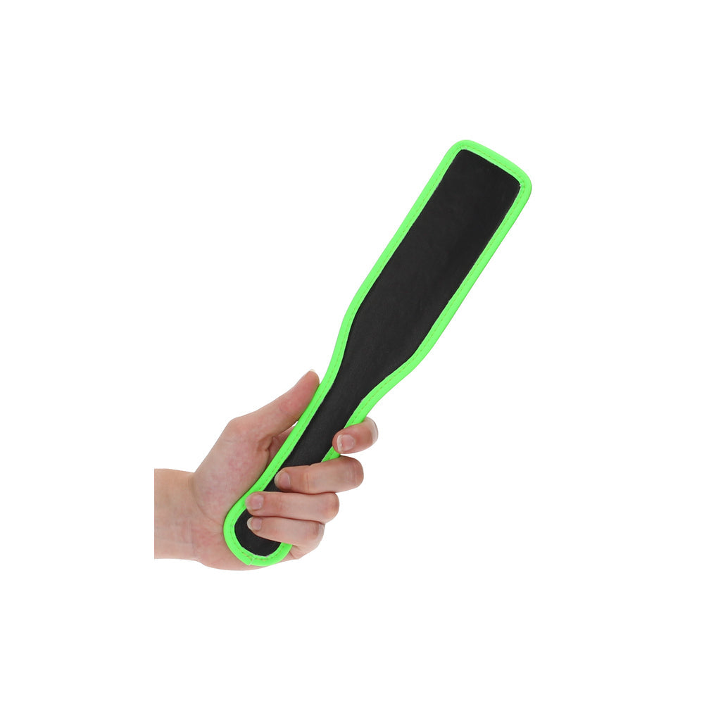 Ouch! Glow in the Dark Bonded Leather Paddle Neon Green