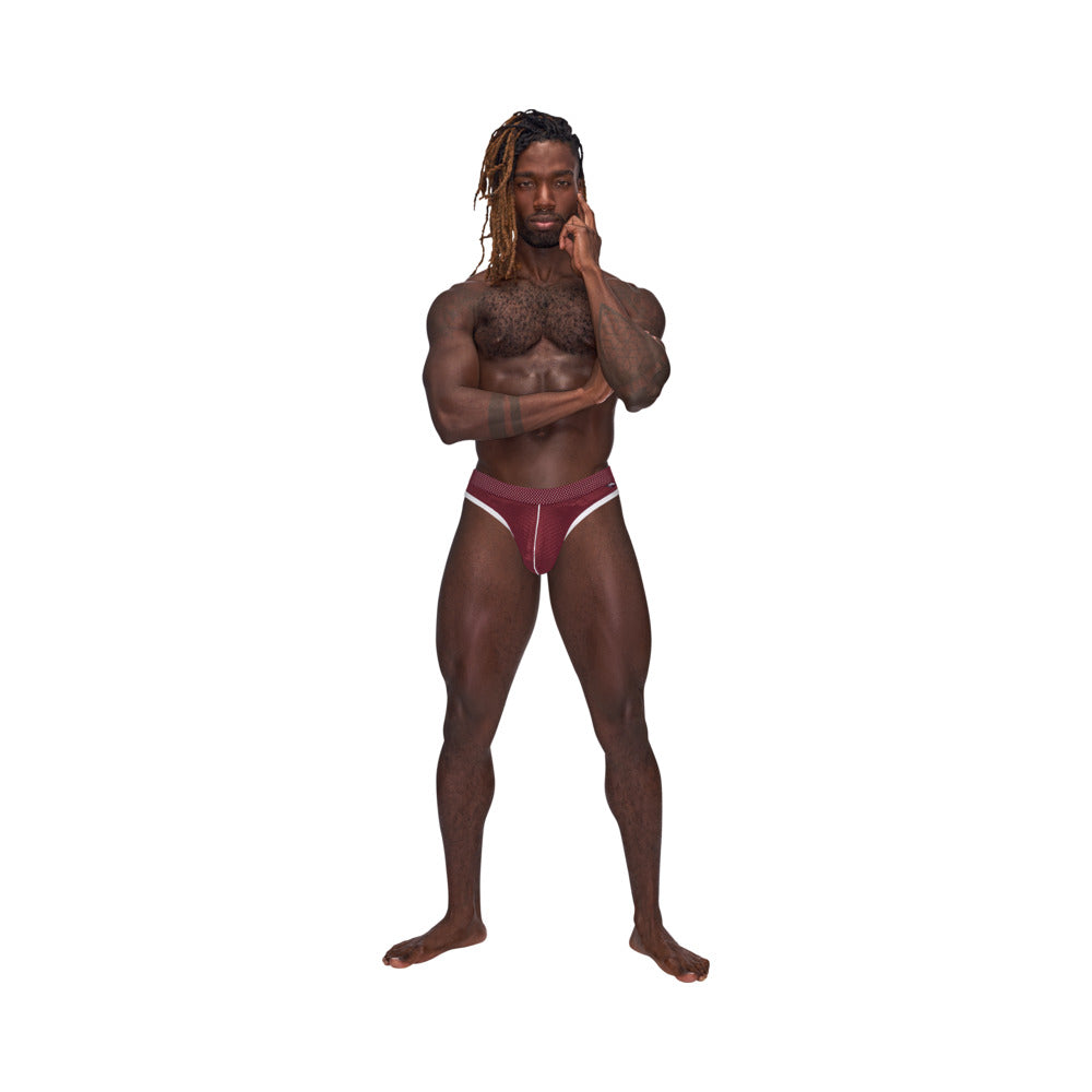 Male Power Sport Mesh Sport Thong Burgundy S/M