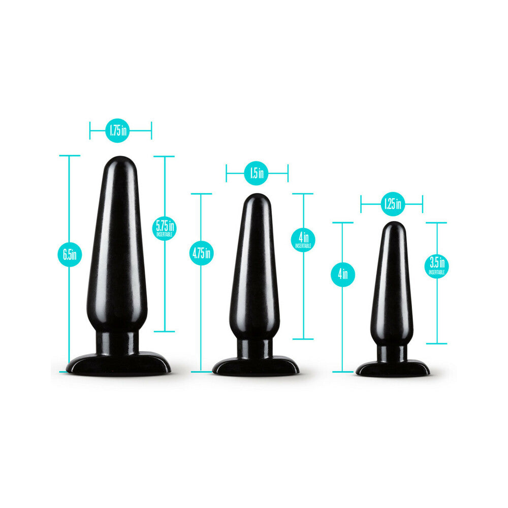 Blush Anal Adventures 3-Piece Basic Plug Kit Black - Fantasies Boutique