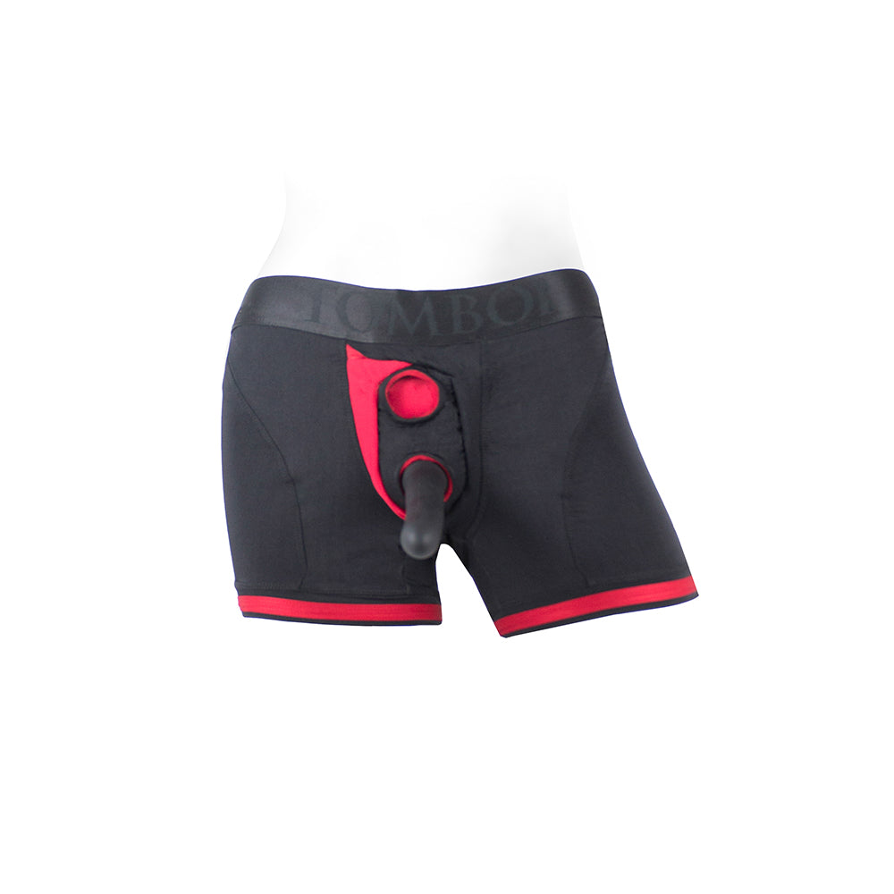 SpareParts Tomboii Nylon Boxer Briefs Harness Black/Red Size L - Fantasies Boutique