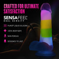 Neo Elite Glow-in-the-Dark Rainbow Rave 6.5 in. Silicone Dual Density Dildo