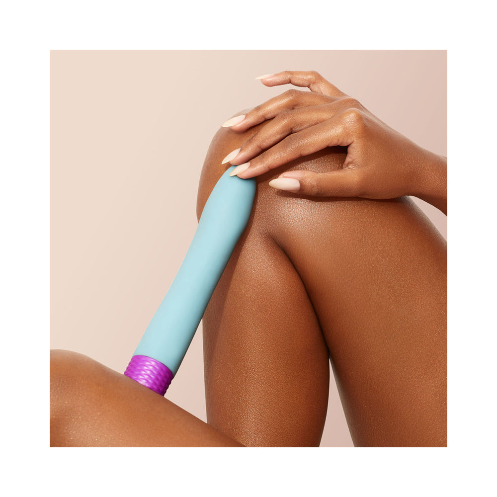 FemmeFunn Densa Bullet Rechargeable Dual Density Silicone Slimline Vibrator Light Blue - Fantasies Boutique