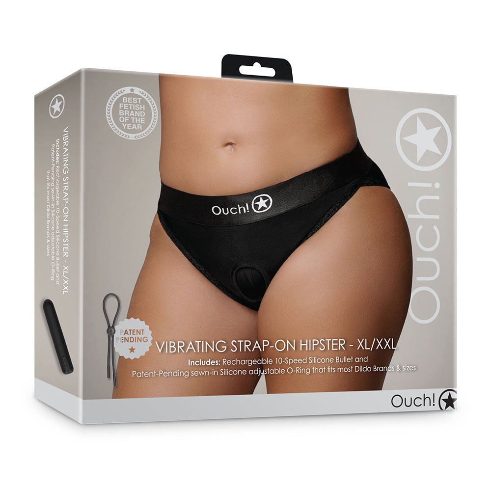 Ouch! Vibrating Strap-on Hipster Black XL/2XL - Fantasies Boutique