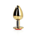 Shots Ouch! Heart Gem Butt Plug Large Gold/Ruby Red - Fantasies Boutique