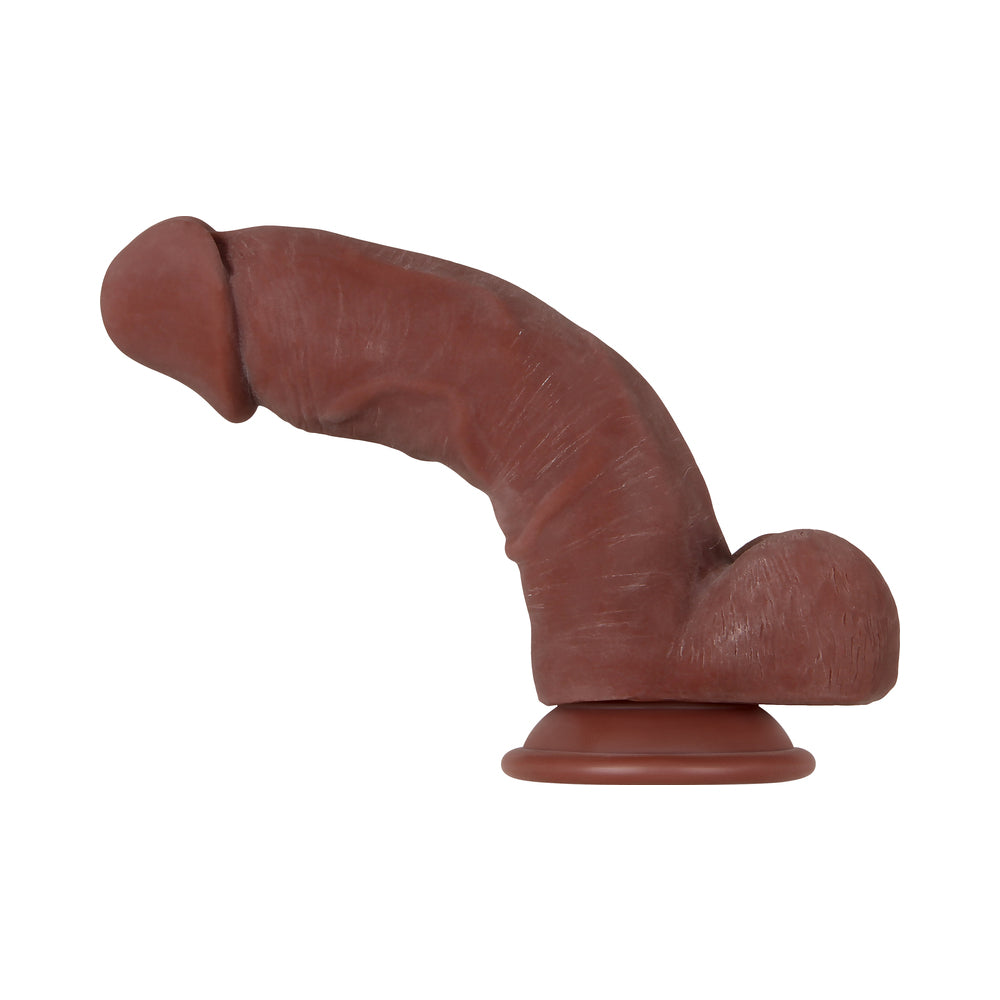 Evolved Real Supple Girthy Poseable 8.5 in. Realistic Dildo With Balls Brown - Fantasies Boutique