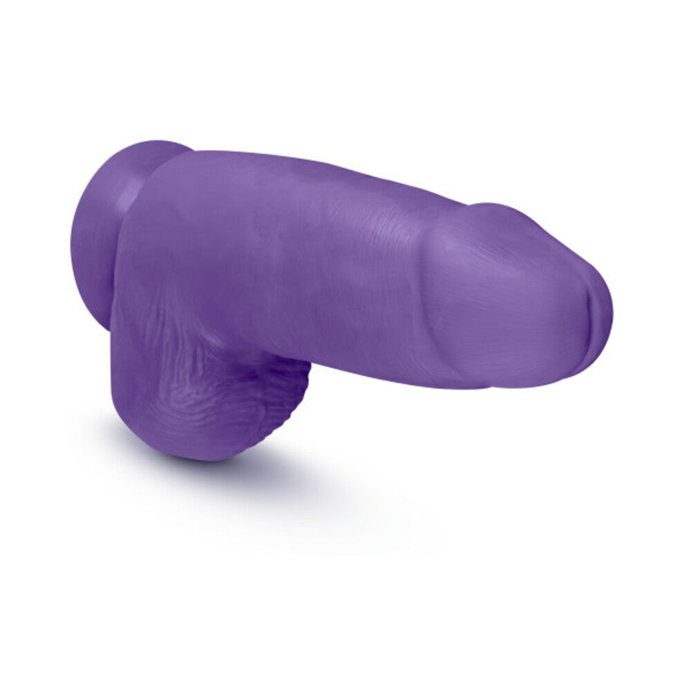 Au Naturel Bold Chub 10 in. Posable Dual Density Dildo with Balls Purple - Fantasies Boutique
