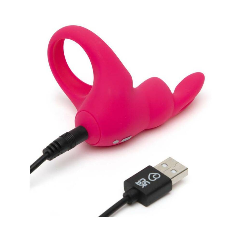 Happy Rabbit Rechargeable Silicone Cockring With Ears Pink - Fantasies Boutique