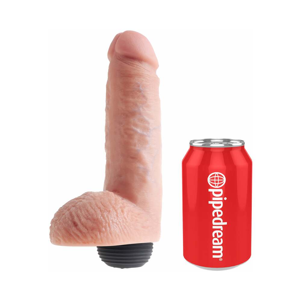 King Cock 8 in. Squirting Cock With Balls Realistic Dildo Beige - Fantasies Boutique