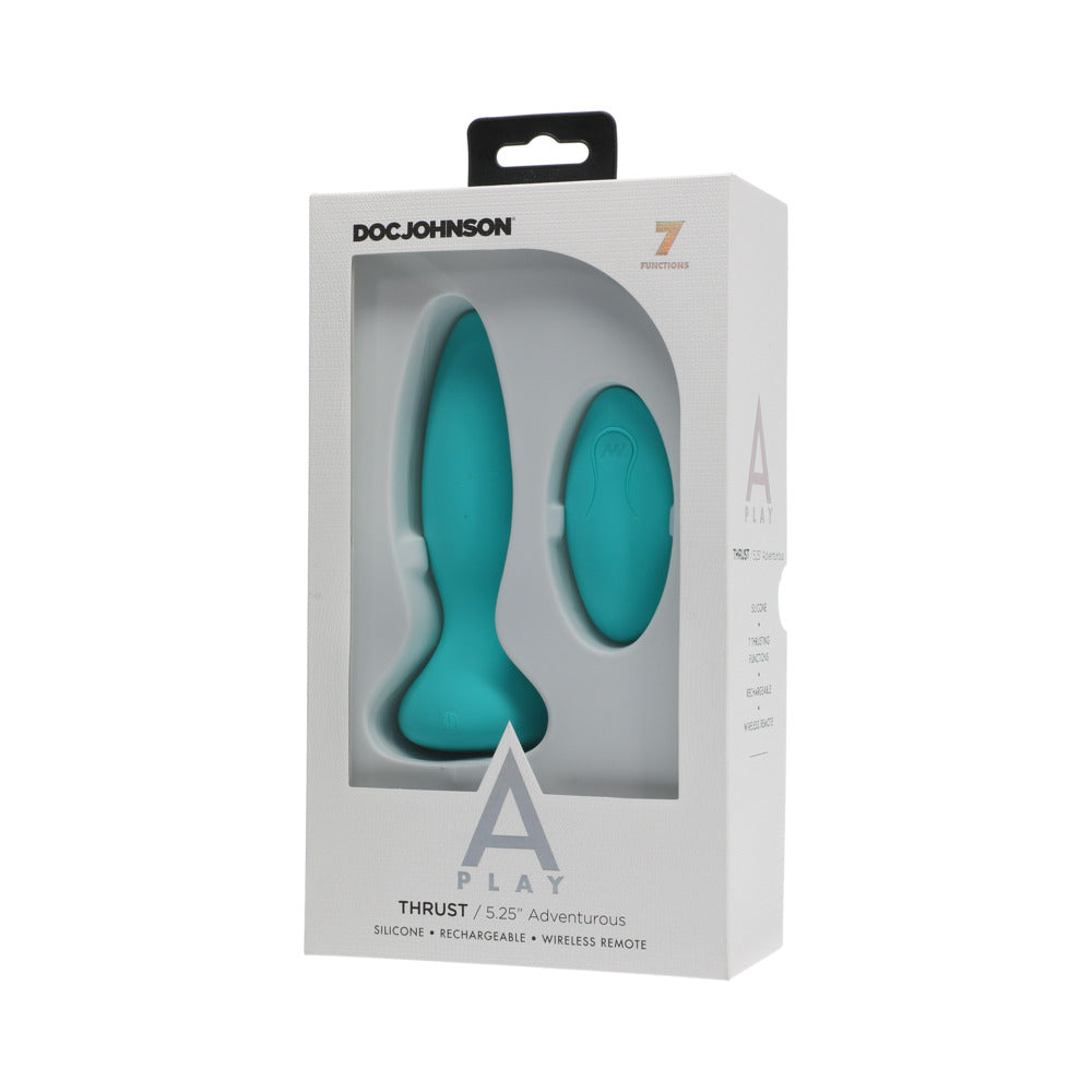 A-Play Thrust Adventurous Rechargeable Silicone Anal Plug with Remote Teal - Fantasies Boutique