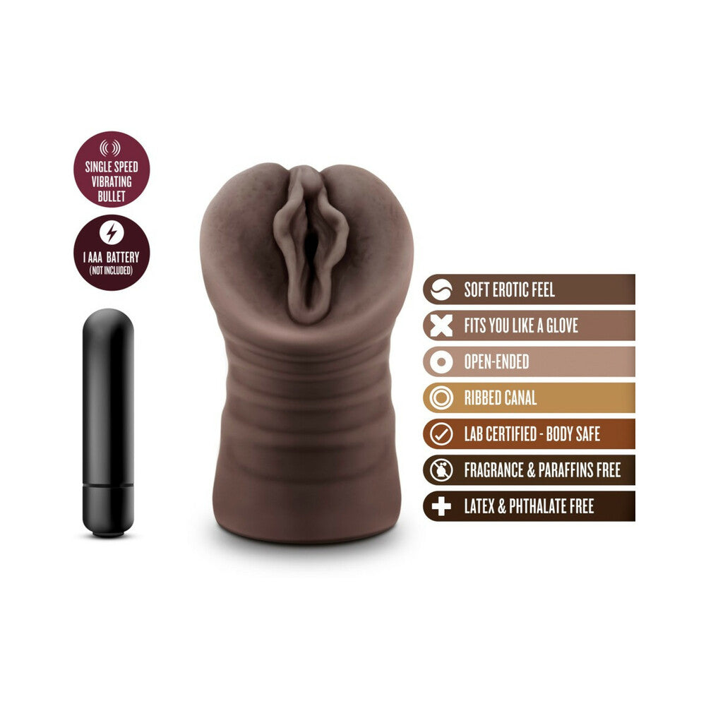 Hot Chocolate Alexis Vagina Stroker with Bullet Vibrator Brown - Fantasies Boutique