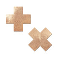 Pastease Everyday Reusable Pasties Rose Gold Vegan Luxury Suede Cross Nipple Covers