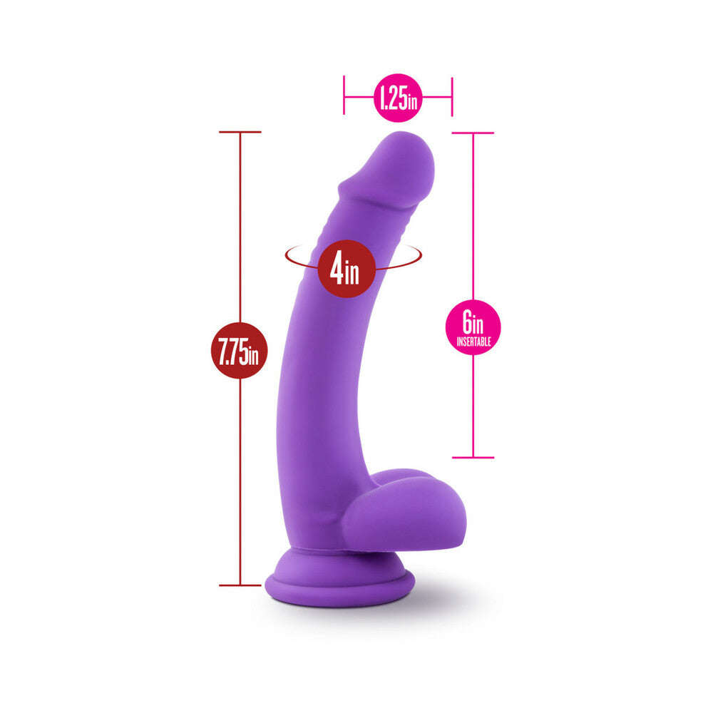 Blush Ruse D Thang Semi-Realistic 7.75 in. Silicone Dildo with Balls & Suction Cup Purple