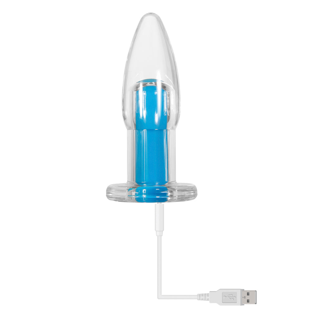 Gender X Electric Blue Rechargeable Remote-Controlled Vibrating Anal Plug Clear/Blue - Fantasies Boutique