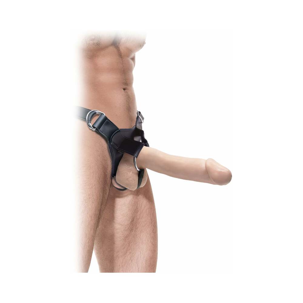 Fetish Fantasy Extreme Adjustable Hollow 12 in. Strap-On Beige/Black - Fantasies Boutique