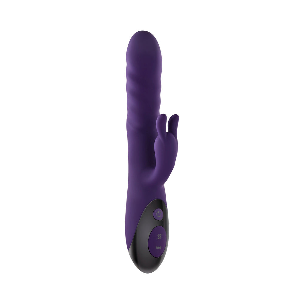 Evolved Rascally Rabbit Rechargeable Thrusting Swirling Silicone Vibrator Purple - Fantasies Boutique