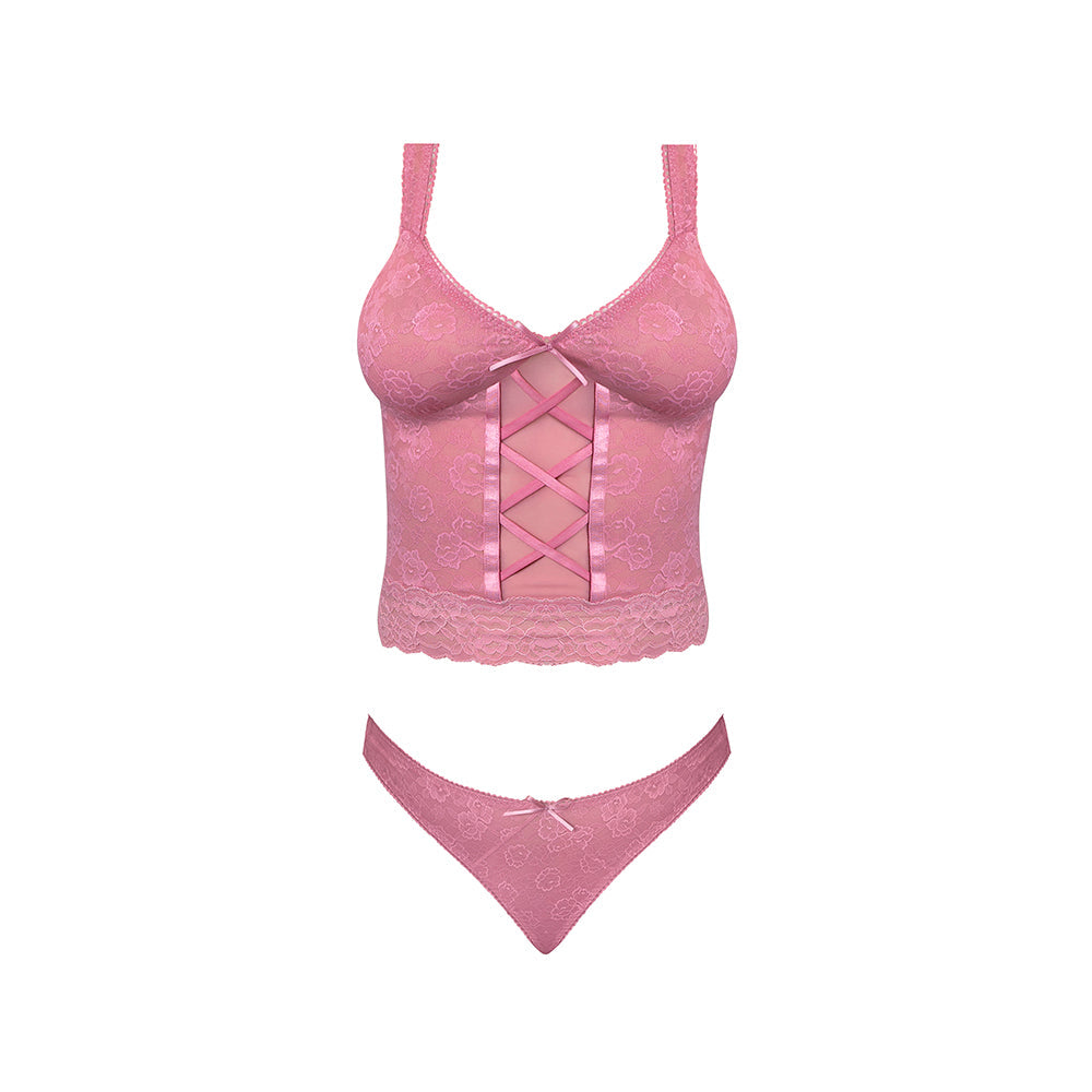 Magic Silk Wisteria Mist Bustier Cami & Thong Set Floral S/M