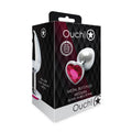 Shots Ouch! Heart Gem Butt Plug Medium Silver/Rubellite Pink - Fantasies Boutique